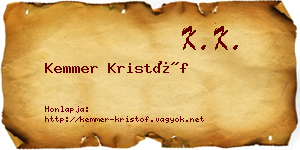 Kemmer Kristóf névjegykártya